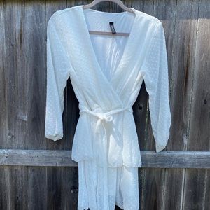 Vivi Milan Tiered Swiss Dot White Dress